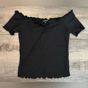 Ambiance Black Off-Shoulder Top Size Small